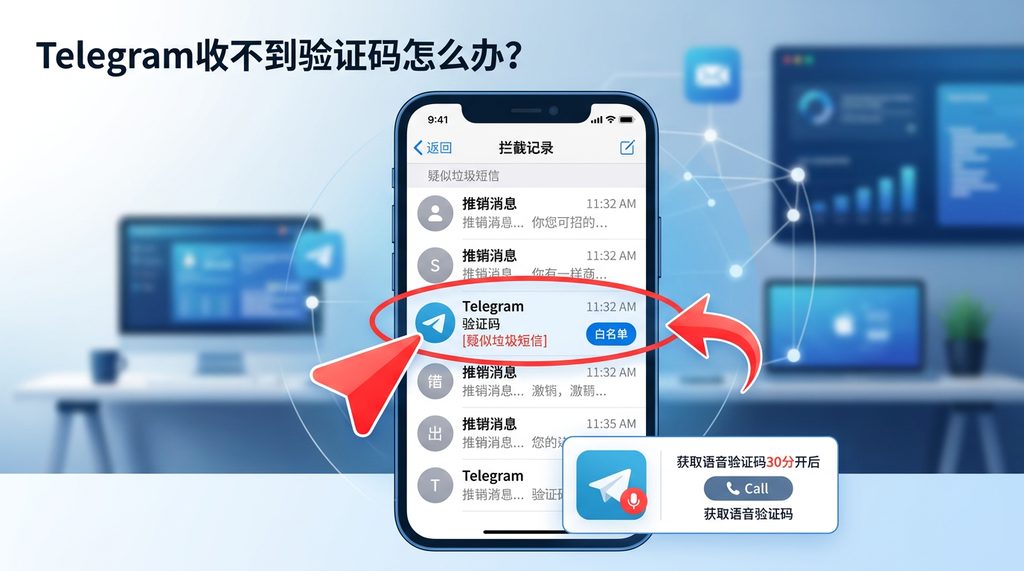 手机屏幕上显示检查短信拦截记录的操作演示截图,带有指向性箭头